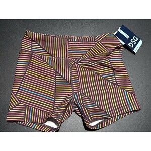 DSG Girls Compression Shorts Medium Geometric Stripe Athletic Training NWT UPF50